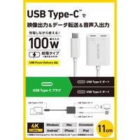 USB-C変換アダプタ 100W PD急速充電 4K映像 (C to C×2) 白 ECAD-C2CPD100WH エレコム 1個（直送品）