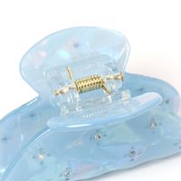 ヘアクリップ　ラインストーン付きシェルバンスクリップ ブルー LAKOLE/ラコレ