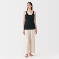 無印良品 レディース 婦人 リブ編みタンクトップ 婦人Ｌ 黒 良品計画