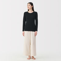 無印良品 レディース 婦人 フライス編みクルーネック長袖Ｔシャツ 婦人Ｌ 黒 良品計画