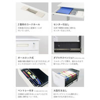 ネットフォース ナッツ 片袖机 2段袖 鍵付 幅1400×奥行700mm LKD-147-AW-NG-NG-2 1台（直送品）