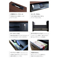 ネットフォース ナッツ 片袖机 2段袖 鍵付 幅1400×奥行700mm LKD-147B-AW-BK-DBR-2 1台（直送品）