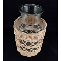 アビテ 花瓶 ラタンガラスボトル Lサイズ ガラス ホワイト 411404 1個（直送品）