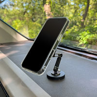 MagSafe対応 車載ワイヤレス充電器 ダッシュボード用 粘着固定 ロングアーム Bタイプ ブラック MagSafe非対応機種・ケースOK（直送品）