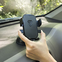 車載ホルダー ダッシュボード用 真空吸着＆粘着固定 ブラック  片手でラクラク操作（直送品）