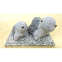 いよせき 親子 亀 置物 120×80×H70mm 大理石・台付き(別材) 908068 1個（直送品）