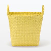 無印良品 再生ポリプロピレン入り 梱包用バンド 手編みバスケット 中 イエロー 約直径３３×高さ２５ｃｍ 良品計画