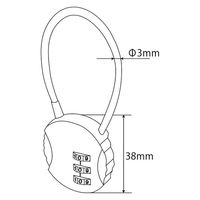 丸型ワイヤーロックブラック 数字ダイヤル式 番号ロック ワイヤー南京鍵12個入 1100100010739 1箱(12個入)（直送品）