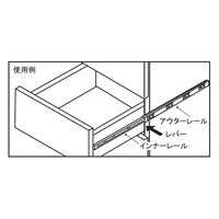 フジテックジャパン 二段引きスライド K1300ー400 黒 15個入 引き出し スライド金具 1100100010843 1箱(15個入)（直送品）