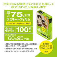 ナカバヤシ ラミネートフィルム75μm 100枚入り 名刺サイズ LPR-61E2-75 1冊