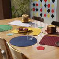 ダルトン ランチョンマット PLACE MAT ROUND イエロー×グリーン 478019 1個（直送品）