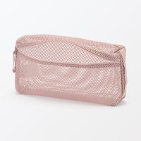 無印良品 立体メッシュケース ピンク Ｍ 約２５×１２．５×５ｃｍ 良品計画