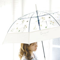 中谷 ワンタッチビニール傘 ブーケビニール ジャンプ式 60cm アイボリー 115-036IV 1セット(1本×3)（直送品）