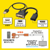 サンワサプライ  DVI-DisplayPort変換アダプタ（4K/30Hz） AD-DVDP01（直送品）