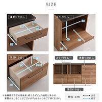 オープン収納×2+引き出し収納  幅1800×奥行440×高さ850mm ウォルナット SH-22-CKS180-AAC 1台（直送品）