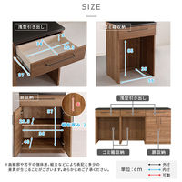 ゴミ箱上カウンター×2+扉収納  幅1800×奥行440×高さ850mm ウォルナット SH-22-CKS180-BBD 1台（直送品）