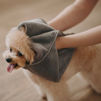 無印良品 マイクロファイバー ポケット付ペット用タオル ３４×３５ｃｍ チャコール 良品計画