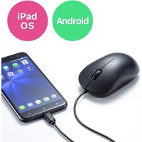 有線マウス　静音　3ボタン　中型サイズ　ブルーLED　MA-BLC194SBK　サンワサプライ　1個（直送品）