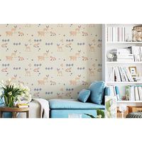 菊池襖紙工場 貼ってはがせてのり残りしない壁紙 どうぶつ 45cm×2.5m巻き JK4552-12 1梱包（12本入）（直送品）