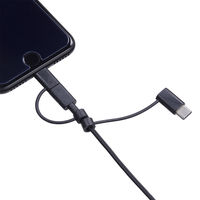 ナカバヤシ 3in1マルチケーブル ブラック 0.8m ZUH-LNCMBA208BK 1個（直送品）