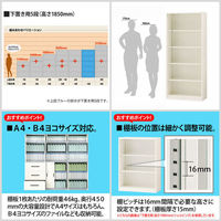 オカムラ スチール収納VILLAGE オープン（シェルビング） 5段 本体（下置き） 幅900×奥行450×高さ1850mm ブラック 1台（取寄品）