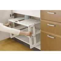 伸晃 シンク下フリーラック2段 伸縮タイプ ホワイト MT2-EX 1個