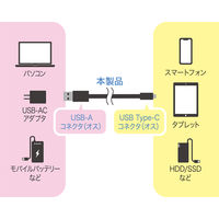 ナカバヤシ やわらかシリコン USB TypeーCケーブル 2m ブラック USB-YCA20/BK 1個