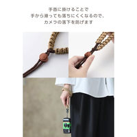 カメラストラップ 手首用 チェキ instax 写ルンです コンデジ対応 ブラウン IC-STHKNBR エレコム 1個（直送品）