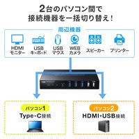 サンワサプライ TypeーC接続・HDMI接続対応パソコン切替器(エミュレーション非搭載) SW-KVM2DK 1個