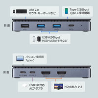 サンワサプライ ドッキングステーション(HDMI×2画面出力・LAN端子なし) USB-CVDK17 1個
