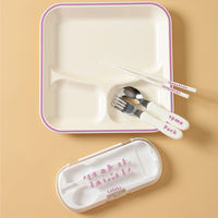 (らこれキッズ)ブロックロゴカトラリートリオセット アイボリー LAKOLE/ラコレ