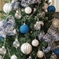 ストア・エキスプレス ウッドポットクリスマスツリーセット ブルーシルバー 高さ210×幅112cm 8736-1848 1セット（直送品）