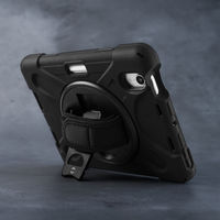 iPad mini 8.3インチ A17 Pro/第6世代 耐衝撃ケース 縦横スタンド可能 360度回転ホール ショルダーストラップ付 黒（直送品）