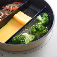 センターエッグトリプルパン mini 20cm カフェラテ A-78053 1個 仕切りフライパン IH・ガス火対応 アーネスト