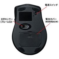 エスコ [単4x2本] ワイヤレスマウス(BlueLED/静音/左手) EA764AA-222 1個（直送品）
