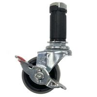 エスコ パイプラック用 50mm差込キャスター(自在ブレーキ/4個) EA976AW-406S 1セット（直送品）