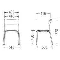 サンケイ レセプションチェア スタッキング式 4本脚椅子  チャコールグレー 1箱（4脚入） ミーティングチェア 日本製 幅513、座高430ｍｍ