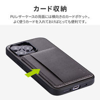 MSソリューションズ iPhone 13 Pro ポケット兼スタンド付PUレザーケース ダークグレー LP-IP21SHCBK 1個