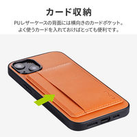 iPhone 13 ケース カバー ポケット兼スタンド付PUレザーケース SHELL CARD キャメル（直送品）