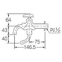 エスコ PJ1/2” 二口ホーム胴長水栓 EA468CE-5A 1個（直送品）