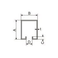エスコ 75x56mm/3.64m(4号) トラックレール(スチール) EA970A-124 1本(1個)（直送品）