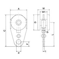 エスコ 4号レール用トロリー単車 EA970BC-4 1セット(3個)（直送品）