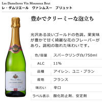 フランス レ・ダムリエール ヴァンムスー ブリュット11°スパークリング 白 辛口　750ml 1セット（6本）　日本酒類販売