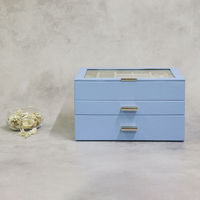 MOJYU ジュエリーボックス アシャ 3段 セレストブルー JWB-025 1台（直送品）
