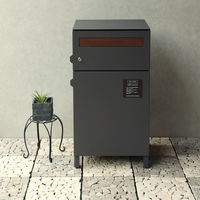 MOJYU ジャン 宅配ボックス付ポスト ダークグレー 1台（直送品）