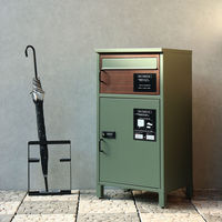 MOJYU バルトロ 宅配ボックス付ポスト エバーグリーン/ブラウン木目 1台（直送品）