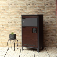 MOJYU メイジー 宅配ボックス付ポスト メイジー ダークグレー/ブラウン木目 1台（直送品）