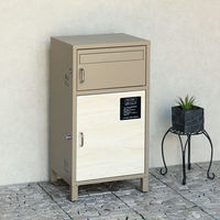 MOJYU ダンテ 宅配ボックス付ポスト ミルクティーベージュ/ホワイト木目 1台（直送品）