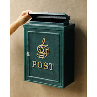 MOJYU ミュージカルノート 鋳物壁掛けポスト グリーン 1台（直送品）