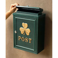 MOJYU クローバー 鋳物壁掛けポスト グリーン 1台（直送品）